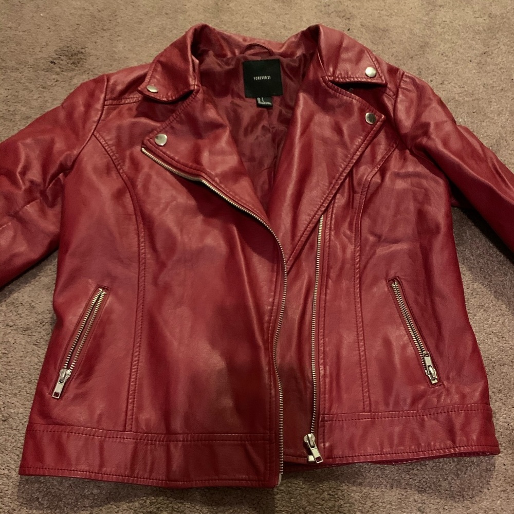 Red Forever 21 Faux leather Jacket